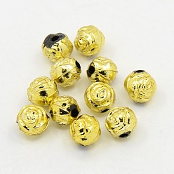 Golden Plated Plating Plastic Acrylic Flower Rose Beads, Golden Plated, 8mm, Hole: 1.5mm, about 1800pcs/pound