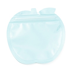 Light Cyan Apple Shaped Plastic Packaging Yinyang Zip Lock Bags, Top Self Seal Pouches, Light Cyan, 10.2x10.1x0.15cm, Unilateral Thickness: 2.5 Mil(0.065mm)