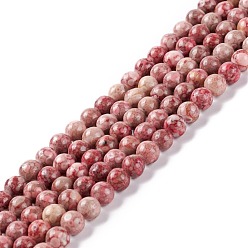 Flamant Brins de perles en pierre naturelle maifanite / maifan, teint, ronde, flamant, 6~6.5mm, Trou: 1mm, Environ 61~66 pcs/chapelet, 15.16~15.75 (38.5~40 cm)