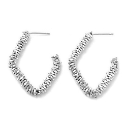 Platinum Rack Plating Brass Beaded Rhombus Stud Earrings for Women, Long-Lasting Plated, Lead Free & Cadmium Free, Platinum, 34x26x4mm