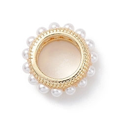 Real 18K Gold Plated Rack Plating Brass Linking Rings, with Plastic Imitation Pearl, Long-Lasting Plated, Cadmium Free & Lead Free, Real 18K Gold Plated, 12x4.5mm, Inner Diameter: 7mm
