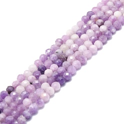 Lilac Jade Natural Lilac Jade Beads Strands, Faceted, Round, 5mm, Hole: 0.8mm, about 76pcs/strand, 15.16''~15.55''(38.5~39.5cm)
