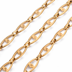 Real 18K Gold Plated 304 Stainless Steel Mariner Link Chains, with Spool, Unwelded, Nickel Free, Real 18K Gold Plated, 16.5x7.5x1mm, about 32.81 Feet(0m)/roll