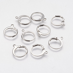 Stainless Steel Color 304 Stainless Steel Leverback Earring Findings, with Loop, Stainless Steel Color, 14.5x12x2mm, Hole: 1.2mm