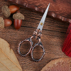 Cobre Rojo Tijeras de acero inoxidable, tijeras para cortar papel, tijeras para bordar hojas de vid, cobre rojo, 105x55 mm