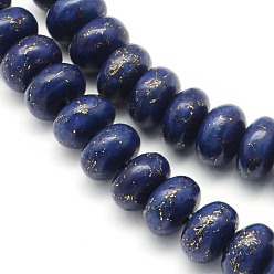 Midnight Blue Dyed Synthetic Turquoise Rondelle Bead Strands, Midnight Blue, 10x6mm, Hole: 1mm, about 58pcs/strand, 15.4 inch~16.5 inch
