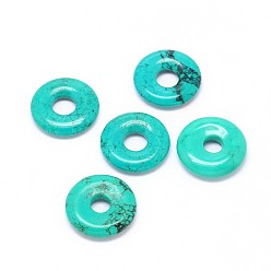 Turquoise Natural Howlite Donut/Pi Disc Pendants, Dyed & Heated, Turquoise, 40x7mm, Hole: 10mm
