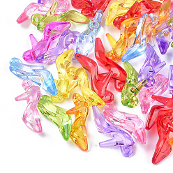 Mixed Color Transparent Acrylic Pendants, High-heeled Shoes, Mixed Color, 20x35x11.5mm, Hole: 2.5mm, about 300pcs/500g