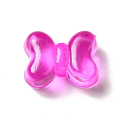 Magenta Perles acryliques transparentes, bowknot, magenta, 11x15x8mm, Trou: 3mm, environ550 pcs / 500 g