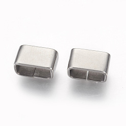 Stainless Steel Color 201 Stainless Steel Slide Charms, Rectangle, Stainless Steel Color, 6x10x5.5mm, Hole: 4x8.5mm