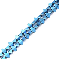 Blue Plated Electroplate Synthetic Non-magnetic Hematite Beads Strands, Faceted, Rhombus, Blue Plated, 6x4.5x3mm, Hole: 1mm, about 95pcs/strand, 15.98 inch(40.6cm)