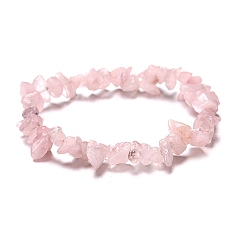 Quartz Rose Bracelet extensible en perles de quartz rose naturel pour femmes, 6-3/4~8-5/8 pouce (17~22 cm)