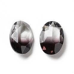 Jet Faceted K9 Glass Rhinestone Cabochons, Pointed Back, Oval, Jet, 14x10x5.8mm