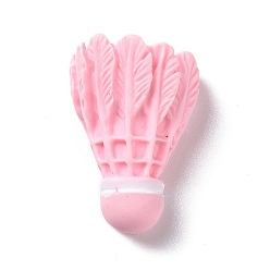 Pink Accessoires en résine opaque ornements cabochons de badminton en résine, rose, 25.5x16.5x11mm