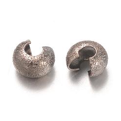 Bronze Couvre de perles à écraser en laiton , gris anthracite, 4 mm de diamètre, Trou: 1.5mm