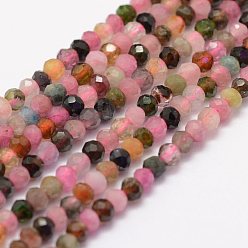 Tourmaline Natural Tourmaline Beads Strands, Faceted, Rondelle, 3x2mm, Hole: 0.5~0.6mm, about 129~173pcs/strand, 15.5 inch(39.5cm)