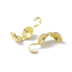 Real 14K Gold Plated Brass Bead Tips, Calotte Ends, Clamshell Knot Cover, Shell Shape, Real 14K Gold Plated, 11x5mm, Hole: 0.9mm, Inner Diameter: 4.5mm, 20pcs/bag