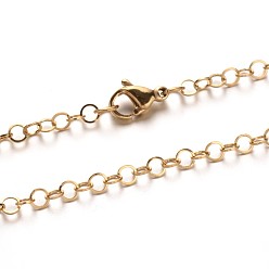 Золотой 304 из нержавеющей стали кабель цепи ожерелья, с карабин-лобстерами , золотые, 29.5 дюйм (74.9 см) x 3 мм
