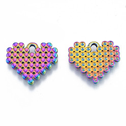 Rainbow Color Ion Plating(IP) 304 Stainless Steel Pendants, Heart, Rainbow Color, 18x20x1.5mm, Hole: 2mm