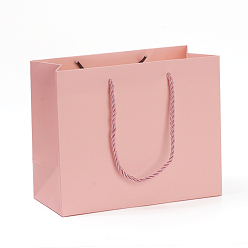 Pink Bolsas de papel kraft, bolsas de regalo, bolsas de compra, bolsas de boda, rectángulo con asas, rosa, 180x220x101 mm