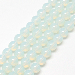 White Baking Painted Glass Beads Strands, Imitation Opalite, Round, White, 6mm, Hole: 1.3~1.6mm, about 133pcs/strand, 31.4 inch
