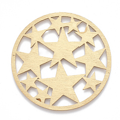 Золотой Алюминиевые филигранные столярные ссылки, лазерная резка филигранные столярные ссылки, плоские круглые со звездой, золотые, 50x1 мм