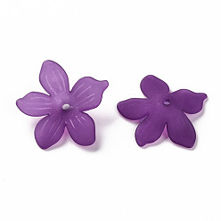 Dark Orchid Frosted Acrylic Bead Caps, 20x21.5x4.5mm, Hole: 1.6mm, about 1630pcs/500g