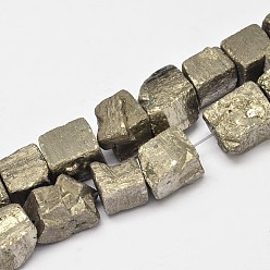 Antique Bronze Plated Nuggets Electroplated Natural Pyrite Beads Strands, Mixed Color, 9~11mm, Hole: 1mm, about 31~42pcs/strand, 15 inch