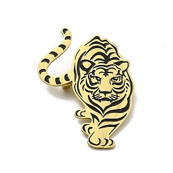 Золотой 201 броши из нержавеющей стали, тигр, золотые, 47x36.5x1.5 мм, штифты : 0.4 мм