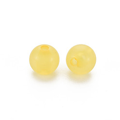 Yellow Imitation Jelly Acrylic Beads, Round, Yellow, 8x7.5mm, Hole: 1.8mm, about 1745pcs/500g