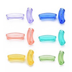 Mixed Color Transparent Acrylic Beads, Curved Tube, Mixed Color, 32x9.5x8mm, Hole: 1.8mm, about 330pcs/500g