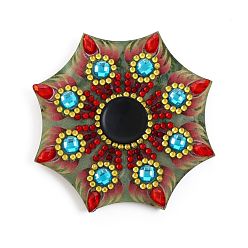 Rouge 5d bricolage diamant peinture mandala bout des doigts gyro spinner kits, y compris pendentif en cristal, strass de résine, stylo, plateau & colle argile, rouge, 90x90mm