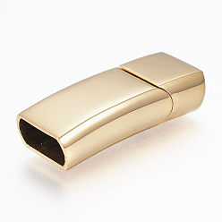 Golden 304 Stainless Steel Magnetic Clasps with Glue-in Ends, Rectangle, Golden, 33x13.5x8mm, Hole: 6x12mm