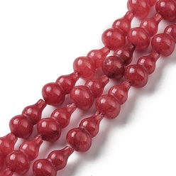 FireBrick Natural White Jade Beads Strands, Dyed, Gourd, FireBrick, 17.5~18.5x9.5~10mm, Hole: 1.2mm, about 23~24pcs/strand, 16.14~16.34 inch(41~41.5cm)