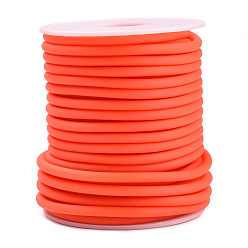 Rouge Orange Tube en caoutchouc synthétique tubulaire creux en PVC, enroulé autour de plastique blanc bobine, rouge-orange, 4mm, Trou: 2mm, environ 16.4 yards (15m)/rouleau