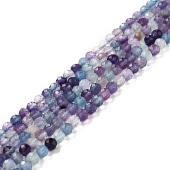 Fluorite Natural Fluorite Beads Strands, Round, Faceted, Grade AA, 4mm, Hole: 0.8mm, about 91pcs/strand, 15.55''(39.5cm)