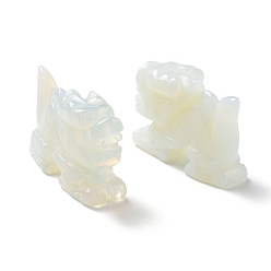 Opalite Figurines de dragon sculptées en opalite, pour le bureau à domicile, ornement feng shui, 52~55x18x37.5mm
