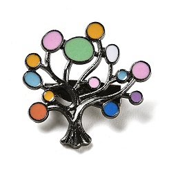 Colorido Alfileres de esmalte del árbol de la fortuna, Broches de aleación negros para ropa de mochila., colorido, 25x25x1.5 mm