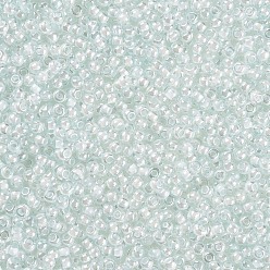 Light Cyan 11/0 Grade A Round Glass Seed Beads, Transparent Inside Colours, Luster Plated, Light Cyan, 2.3x1.5mm, Hole: 1mm, about 48500pcs/pound