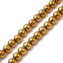 Golden Plated Electroplate Synthetic Non-magnetic Hematite Beads Strands, Round, Golden Plated, 4.5~5mm, Hole: 0.8mm, about 86~87pcs/strand, 17.01~17.32''(43.2~44cm)