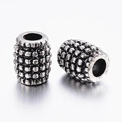 Antique Silver 304 Stainless Steel European Beads, Large Hole Beads, Antique Silver, 12x10mm, Hole: 4mm