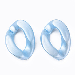 Light Sky Blue Opaque Acrylic Linking Rings, Quick Link Connectors, for Curb Chains Making, Pearlized, Twist, Light Sky Blue, 29x20x6mm, Inner Diameter: 8x16mm
