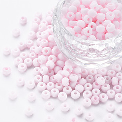 Rouge Lavande 6/0 perles de rocaille de verre, couleur macaron, trou rond, ronde, blush lavande, 4~4.5x3mm, Trou: 1~1.2mm, environ 4500 pcs / sachet , environ 450 g / sac.
