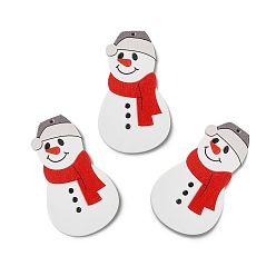 Muñeco de nieve Grandes colgantes de resina navideña, amuletos opacos para decorar fiestas navideñas, muñeco de nieve, 54.5x31.5x2.5 mm, agujero: 1.2 mm