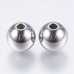 Stainless Steel Color 201 Stainless Steel Beads, Solid Round, Stainless Steel Color, 12mm, Hole: 3mm