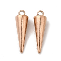 Rose Gold Ion Plating(IP) 201 Stainless Steel Pendants, Cone Charm, Rose Gold, 18.5x5.5mm, Hole: 1.5mm