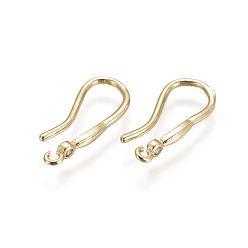 Golden Brass Earring Hooks, with Cubic Zirconia, with Horizontal Loop, Clear, Golden, 18x2.5mm, Hole: 0.8mm, 18 Gauge, Pin: 1mm