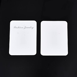 White Cardboard Jewelry Display Cards, for Necklaces, Jewelry Hang Tags, Rectangle with Word Fashion Jewelry, White, 7.3x5.3x0.05cm