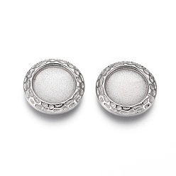 Stainless Steel Color 304 Stainless Steel Cabochons Settings, Flat Round, Stainless Steel Color, 17x2.5mm, Tray: 12mm