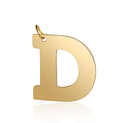 Letter D 201 Stainless Steel Pendants, Letter, Golden, Letter.D, 29.5x27.5x1.5mm, Hole: 4.5mm